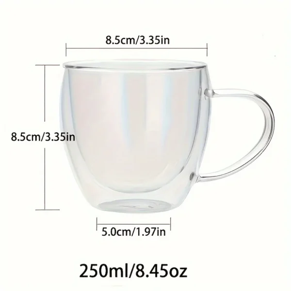 Caneca Vidro Parede Dupla 250ml – Borossilicato com Alça e Isolamento Térmico - Imagem 6
