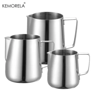 Jarro Espuma Leite KEMORELA 350ml a 900ml – Aço Inox para Cappuccinos e Lattes