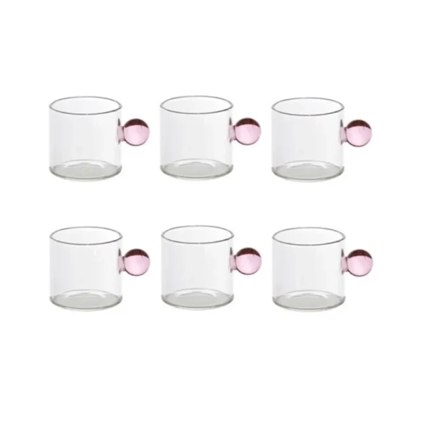 Xícaras Vidro Pequenas Café 110ml – Conjunto com 6 Peças Coloridas Resistente ao Calor