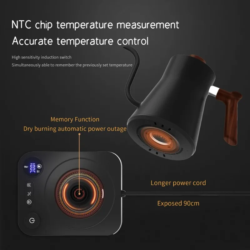 Chaleira Elétrica Inteligente Temperatura Constante 900ml – 1200W Inox com Controle Digital - Imagem 3