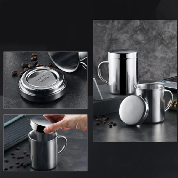 Caneca Inox Parede Dupla com Tampa – Térmica, 210ml a 400ml - Imagem 4