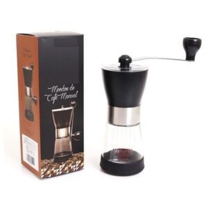 Moedor De Cafe Manual Inox Vidro Moinho Graos Mesa Vintage