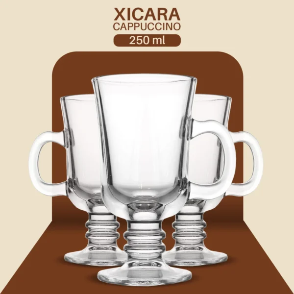 Canecas Vidro Cappuccino Chá Café 250ml Conjunto 3 Pçs - Imagem 10