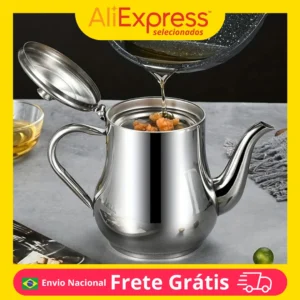 Mini Bule Inox Pequeno com Alça para Chá e Café