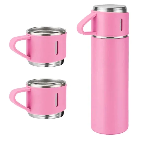Garrafa Térmica 500ml com 3 Xícaras – Inox com Isolamento a Vácuo e Tampa Caneca - Imagem 4