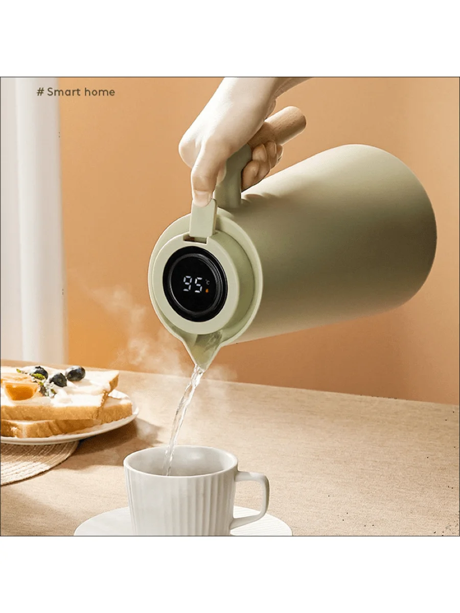 Garrafa Térmica 1 Litro Com Termômetro Led Para Chás / Café Design Moderno - Imagem 3