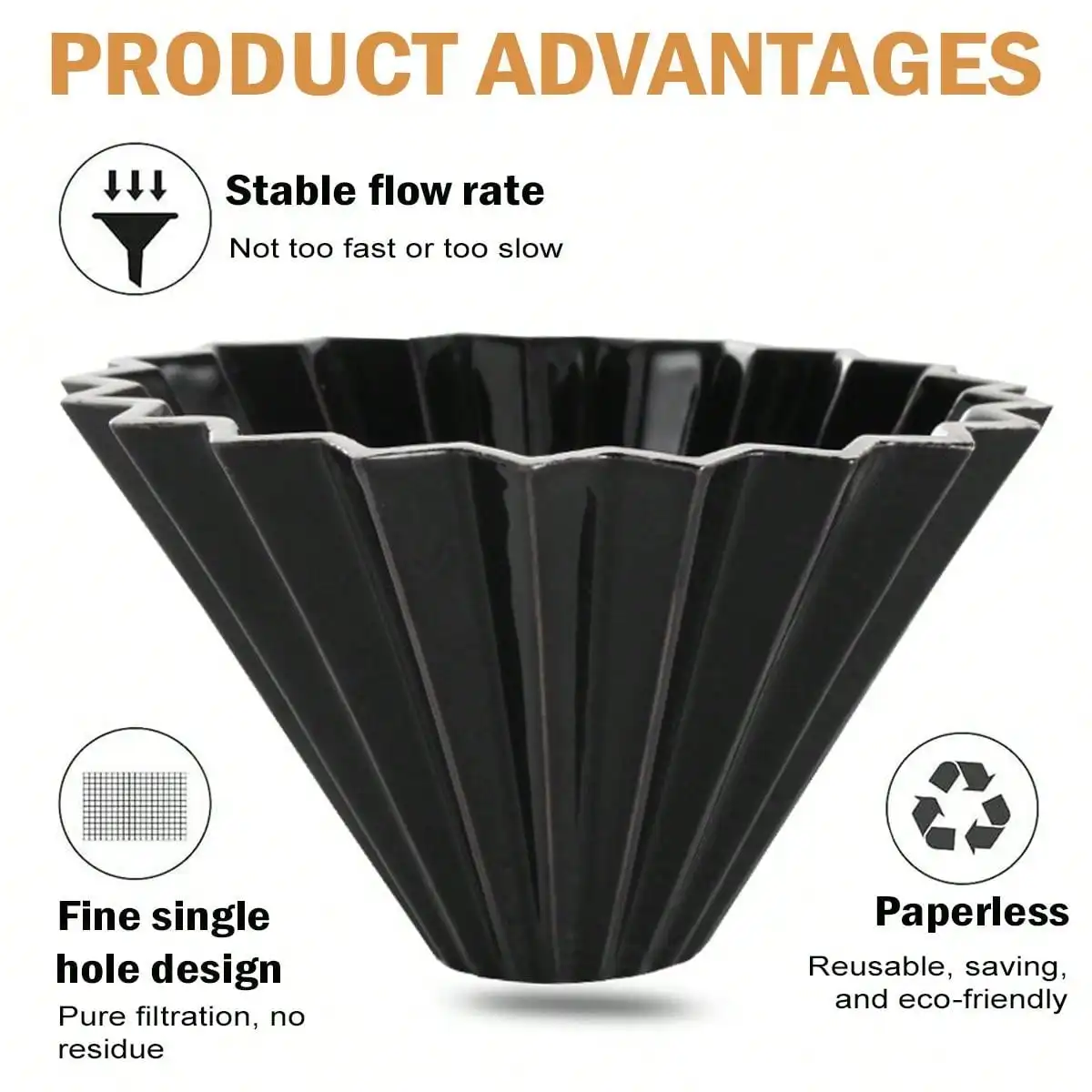 Filtro de café cerâmico Leeseph estilo cone origami - Imagem 3