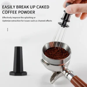 Agitador de pó de café expresso, agulhas de aço inoxidável, nivelador