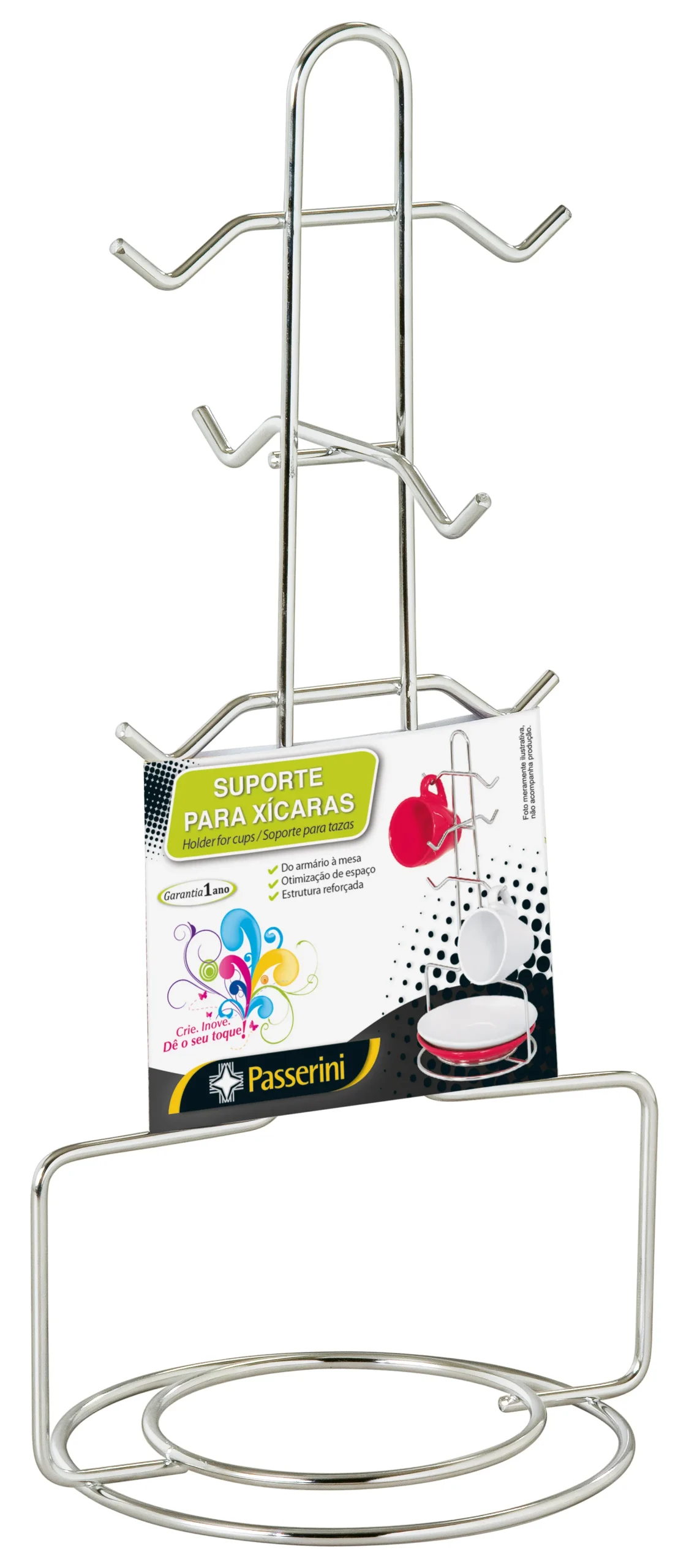 Suporte Porta Xícaras de Café e Pires Cromado - Imagem 2