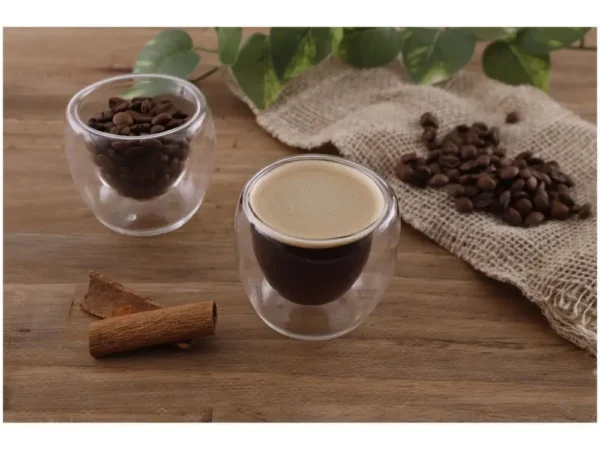 Jogo Xícaras Vidro Café 80ml Nel Com Parede Dupla 4 peças - Imagem 2