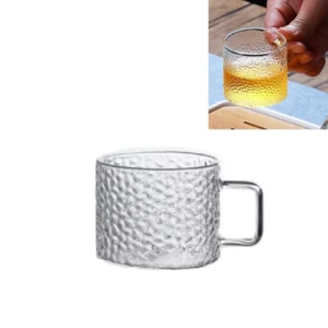 Jogo 6 Xícaras de Vidro Martelado 130ml Luxo para Chá e Café