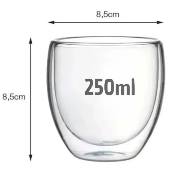 Copo duplo de vidro 250 ml para café chá de água - Imagem 2